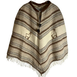 Poncho Vintage Llama Alpaca Merino Wool Cape Cloak
